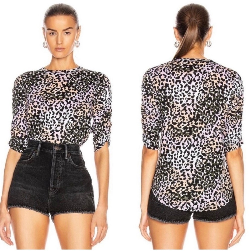 VERONICA BEARD Top Women's Medium Leopard Print Pima Cotton Designer Casual